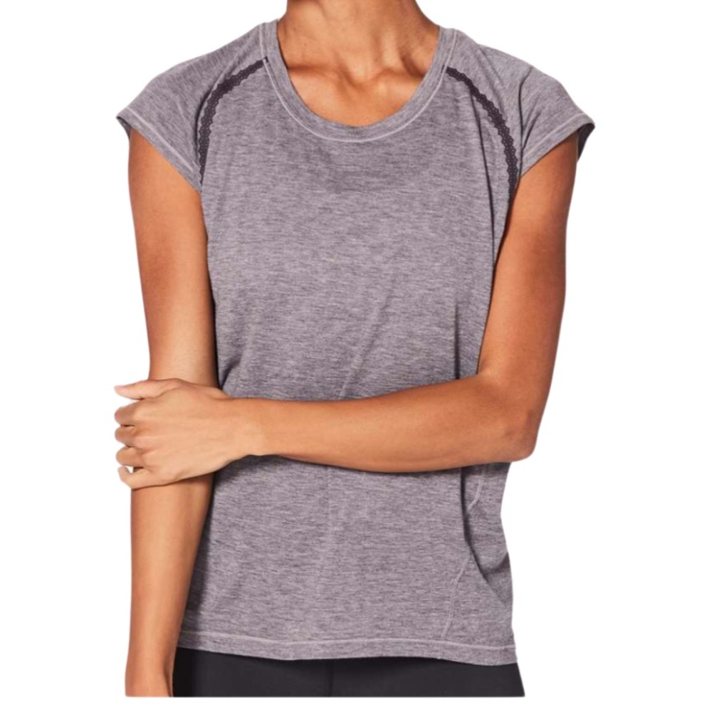 Lululemon Stop Drop & Squat Short Sleeve Heathered Black Currant